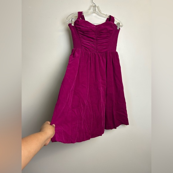 Anthropologie HD in Paris Size 6 Mini Corduroy Dress Purple Magenta Strapless - Picture 3 of 16